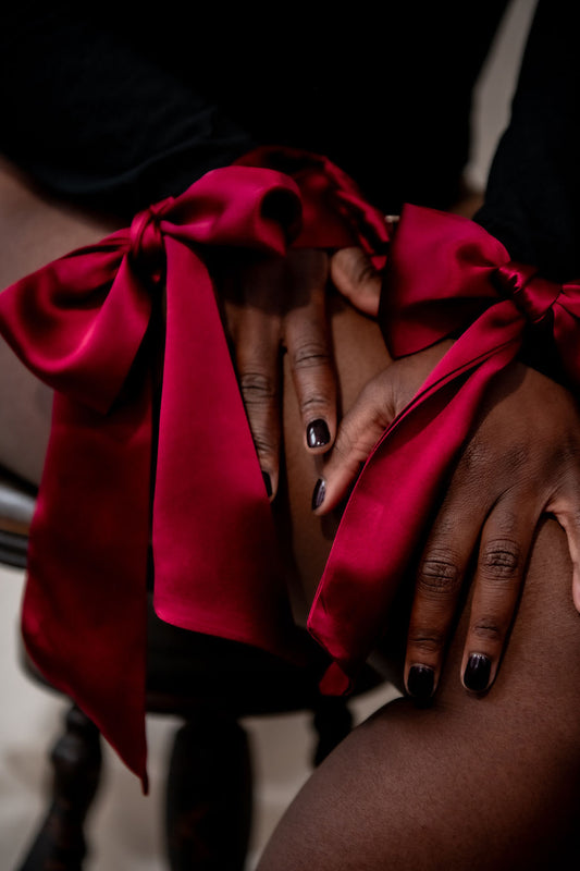 Ruby Wine Silk Bondage Handcuffs_Oh What Beauty_Photo by Logan Roquemore