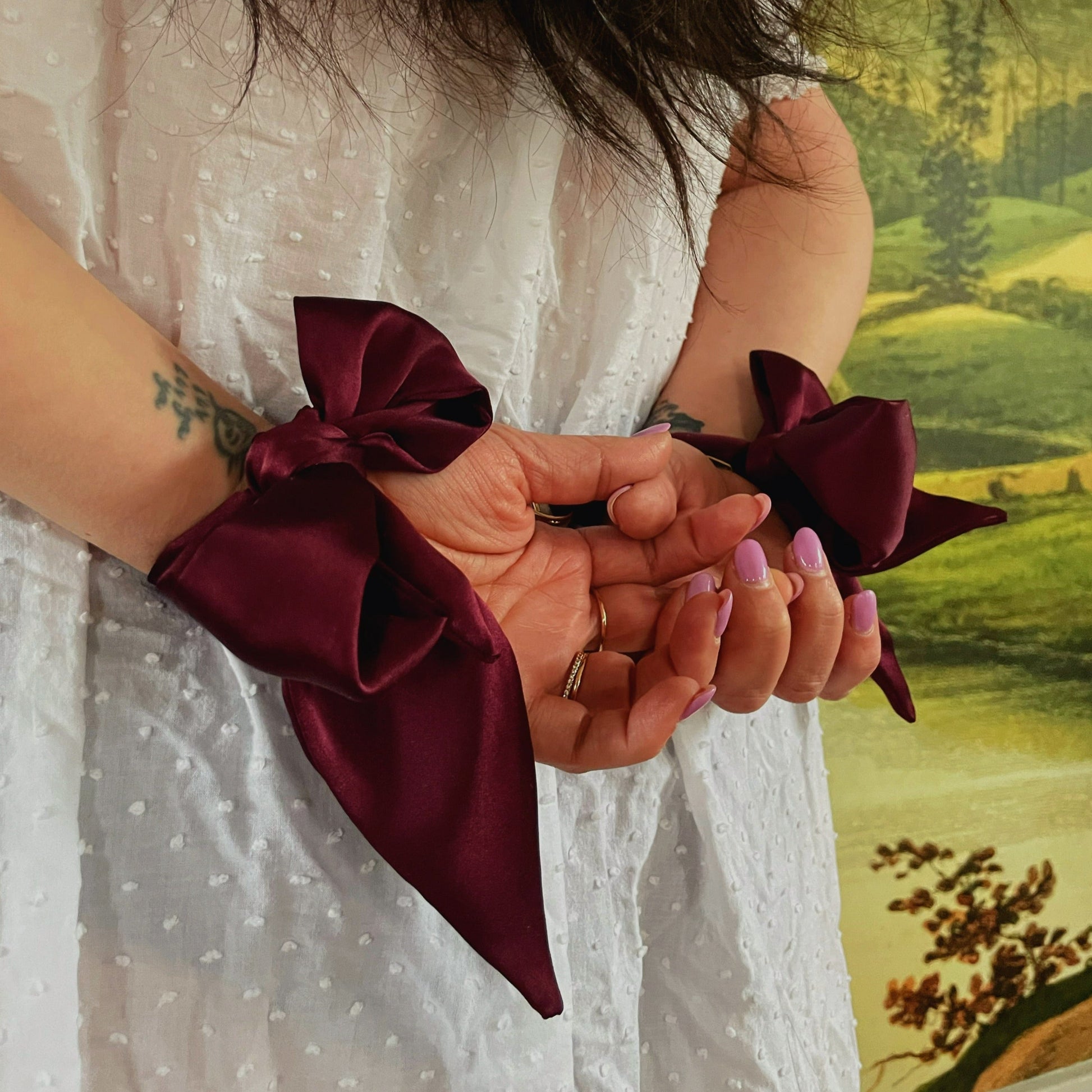 Silk Bondage Wrist Ties Handcuffs Ruby Wine_Oh What Beauty