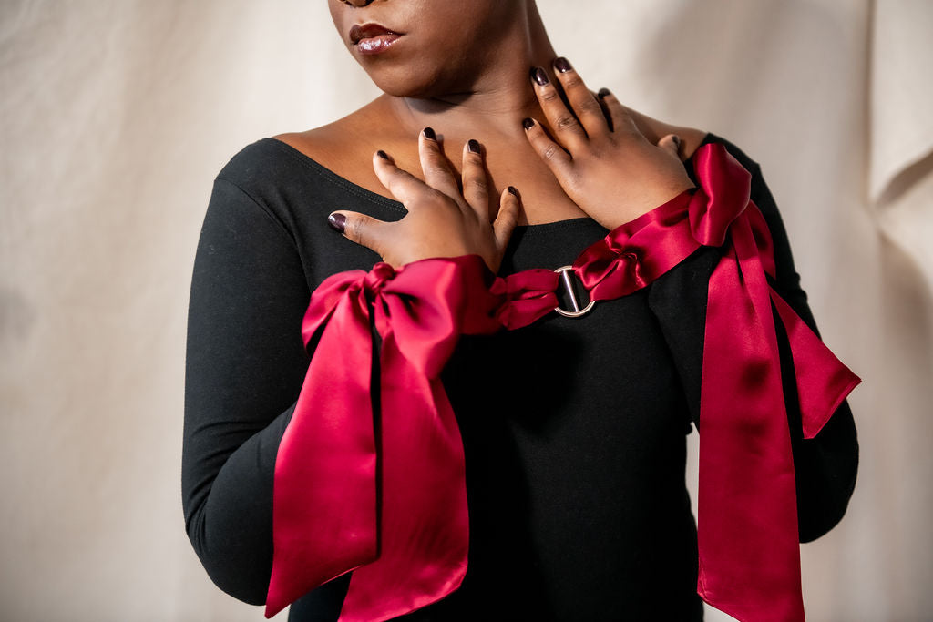 Red Natural Silk Handcuff Wrist Ties 
