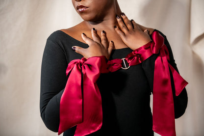 Red Natural Silk Handcuff Wrist Ties 